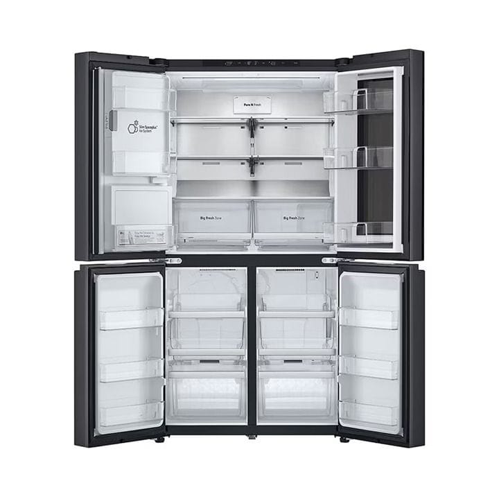 LG 681L Black Glass InstaView, French Door Fridge, Essence Black Steel | GR-X34FFCAB