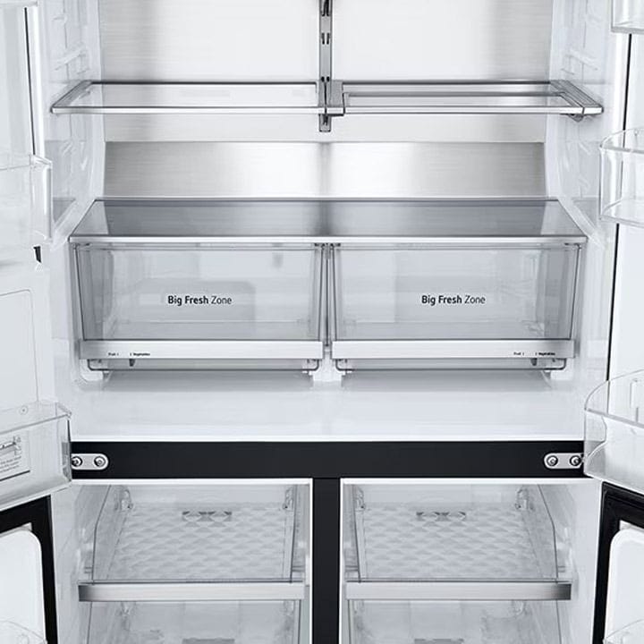 LG Black Glass InstaView French Door Refrigerator, Smart Diagnosis, Door Cooling+, Linear Cooling, InstaView Door-in-Door 681L - Black - GR-X34FFCAB