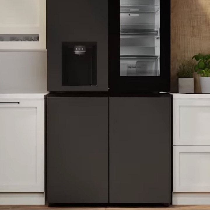 LG Black Glass InstaView French Door Refrigerator, Smart Diagnosis, Door Cooling+, Linear Cooling, InstaView Door-in-Door 681L - Black - GR-X34FFCAB
