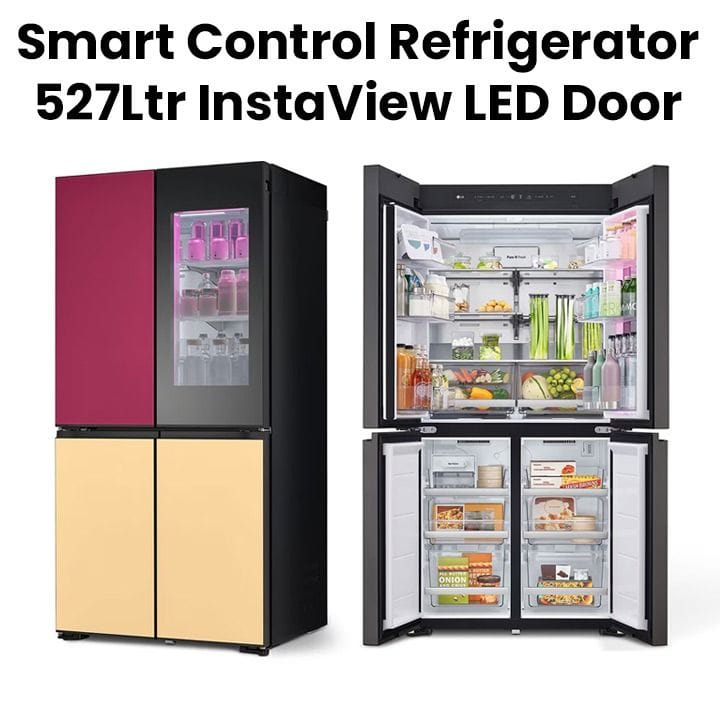 LG 527L Glass Finish Refrigerator - Black | GR-A34FDMKB