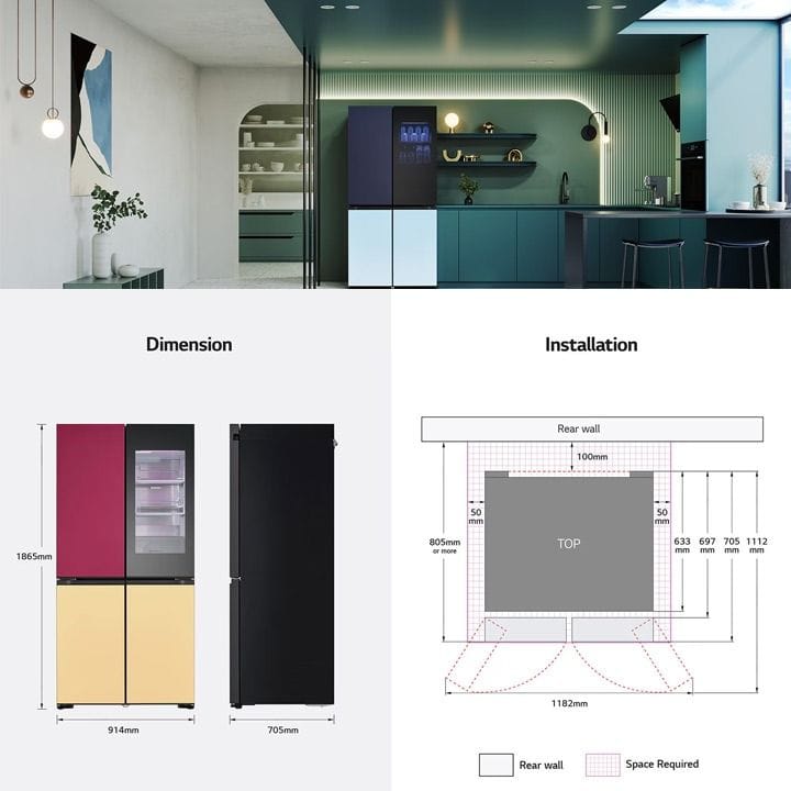 LG 527L Glass Finish Refrigerator - Black | GR-A34FDMKB