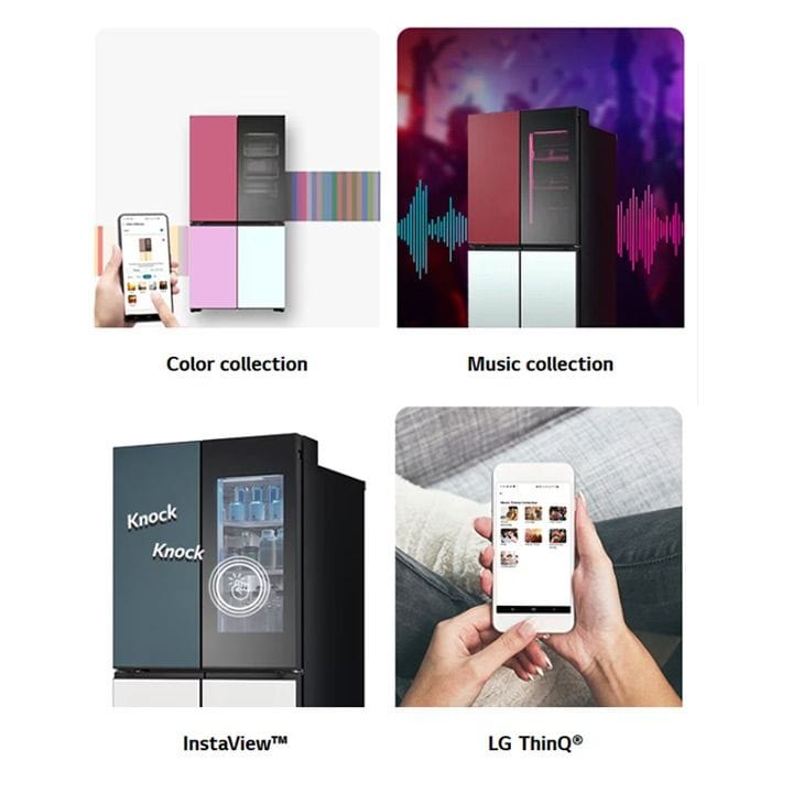 LG 527L Glass Finish Refrigerator - Black | GR-A34FDMKB