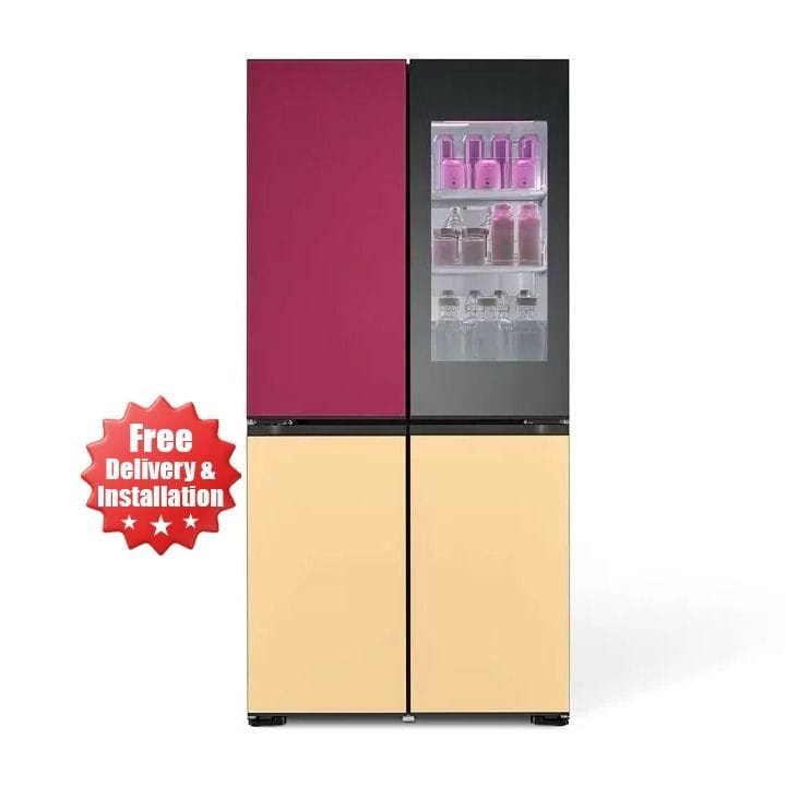 LG Glass Finish Refrigerator 527L, LED Doors, InstaView™, Smart Control With LG ThinQ® - Black - GR-A34FDMKB