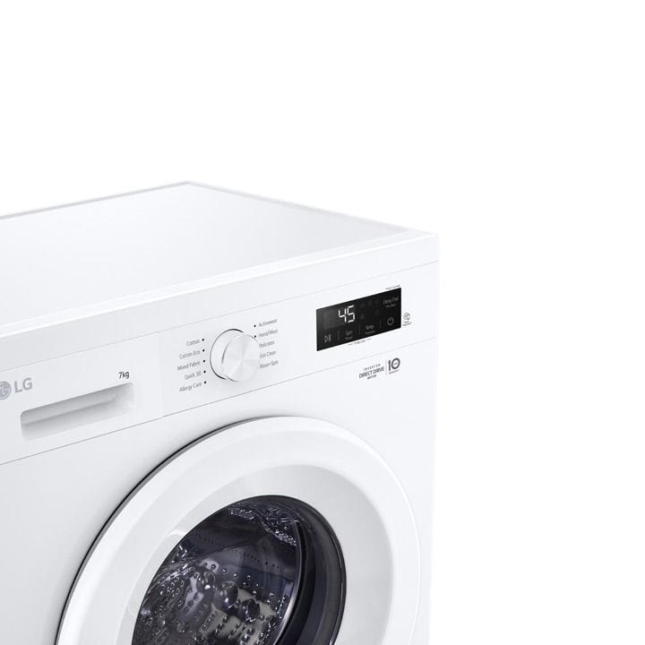 LG Front Load Washing Machine 7Kg, Hygiene Steam Cycle, Inverter Direct Drive Motor, 6-Motion DD, Full Touch Control Panel - White - F2Y1HYP3W