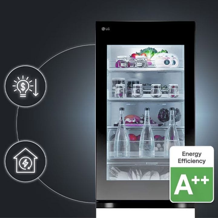 LG InstaView™ Bottom Freezer Refrigerator 349L, LINEAR Cooling, DoorCooling⁺™, FRESH Converter, Zero Clearance, Multi Air Flow - Beige/Black - GR-V479QGKW