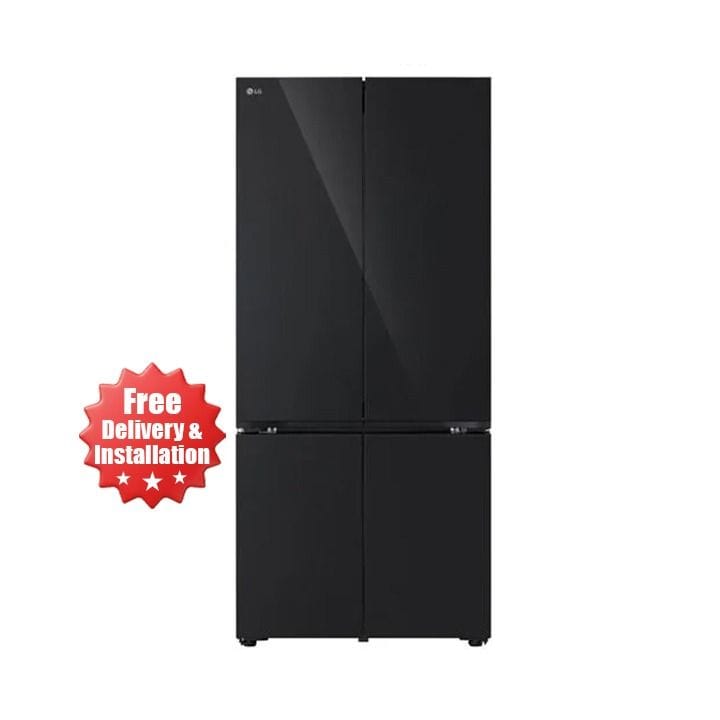 LG French Door Refrigerator 619L – Inverter Linear Compressor, Door Cooling+, Multi Air Flow, Hygiene Fresh+, ThinQ Smart Control | Black Glass - GR-B30FFGPB