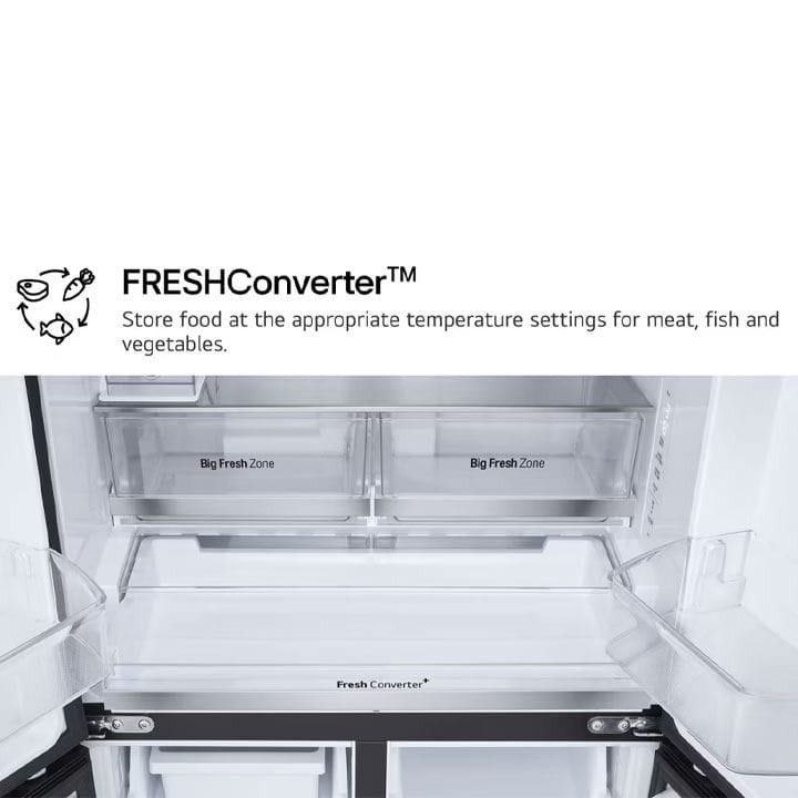 LG French Door Refrigerator 619L – Inverter Linear Compressor, Door Cooling+, Multi Air Flow, Hygiene Fresh+, ThinQ Smart Control | Black Glass - GR-B30FFGPB