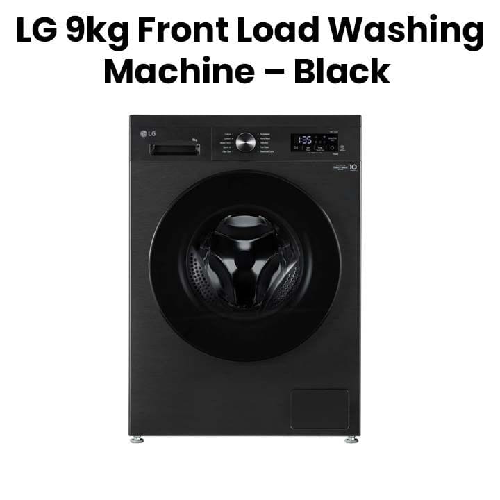 LG Front Load Washing Machine 9Kg, Inverter Direct Drive Motor, Steam, 6 Motion, Smart Diagnosis - Black - LVF0900PBGB