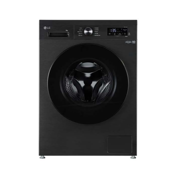 LG Front Load Washing Machine 9Kg, Inverter Direct Drive Motor, Steam, 6 Motion, Smart Diagnosis - Black - LVF0900PBGB