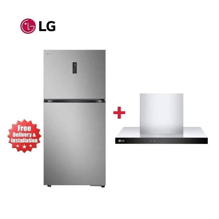 LG 60cm Kitchen Hood Black + LG 830L Dark Graphite Refrigerator - Premium Kitchen Appliance Bundle (101002000000719 + 101002000000759)