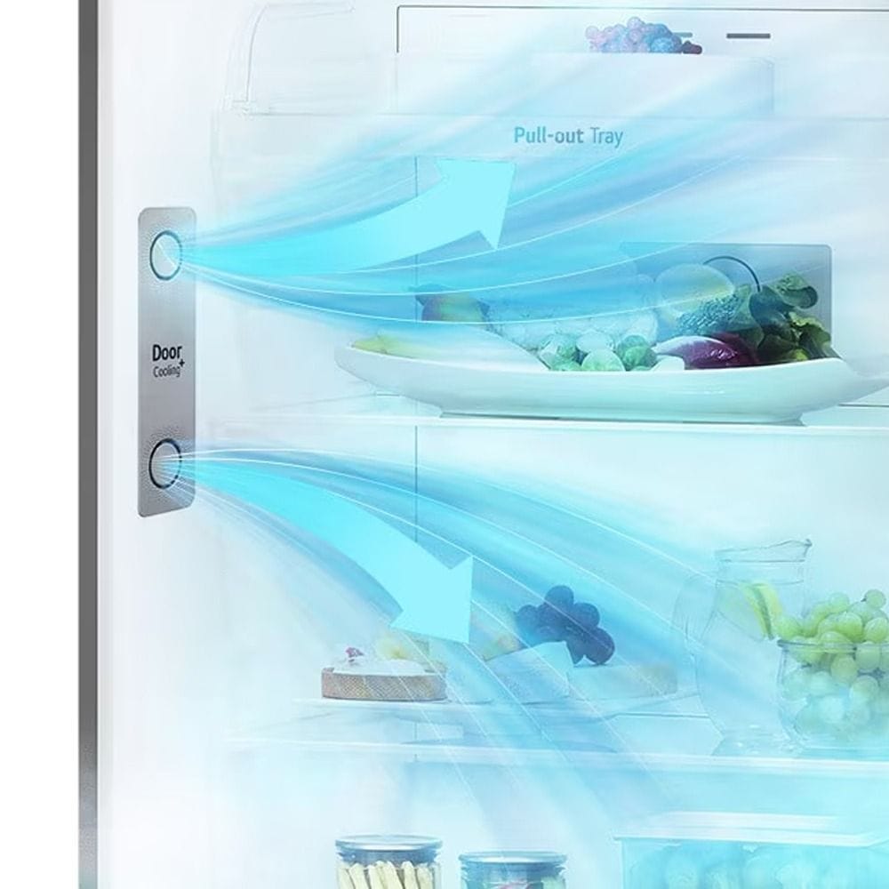 ثلاجة أل جي بابين بسعة إجمالية 600 لتر / سعة صافية 461 لتر مزودة بتقنية LINEARCooling™ للحفاظ على الطعام طازجاً لفترة أطول، وتقنية DoorCooling+™ للتبريد السريع والمتساوي، وضاغط Smart Inverter موفر للطاقة، ونظام Multi Air Flow لتوزيع الهواء البارد بشكل متس