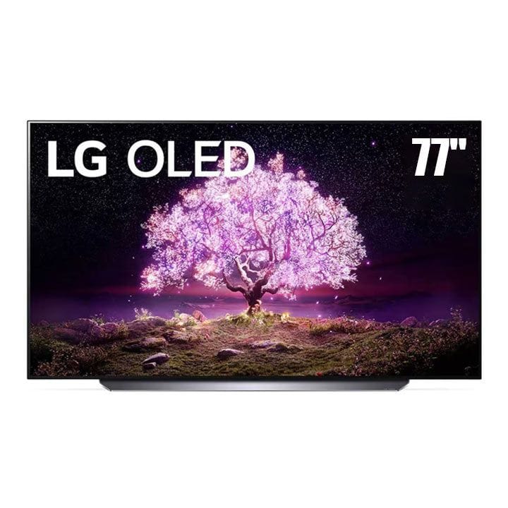 إل جي تلفزيون OLED 77 بوصة سلسلة C1 تصميم شاشة سينمائية 4K سينما HDR ويب أو إس ذكي مع ثينك AI وتعتيم البيكسل | OLED77C1PVB