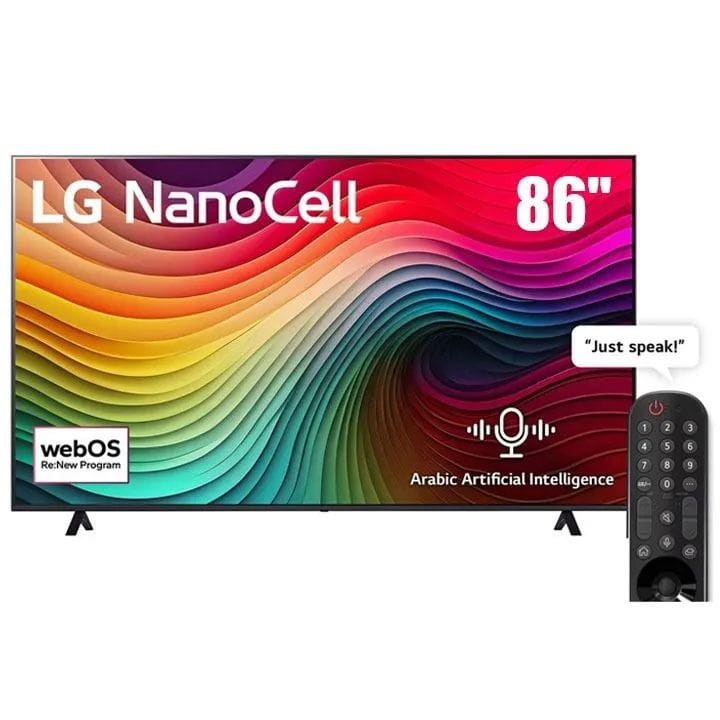 إل جي نانو سيل NANO80 ٨٦ بوصة فور كي تلفاز ذكي AI ريموت ماجيك HDR10 webOS24 ٢٠٢٤ | 86NANO80T6A