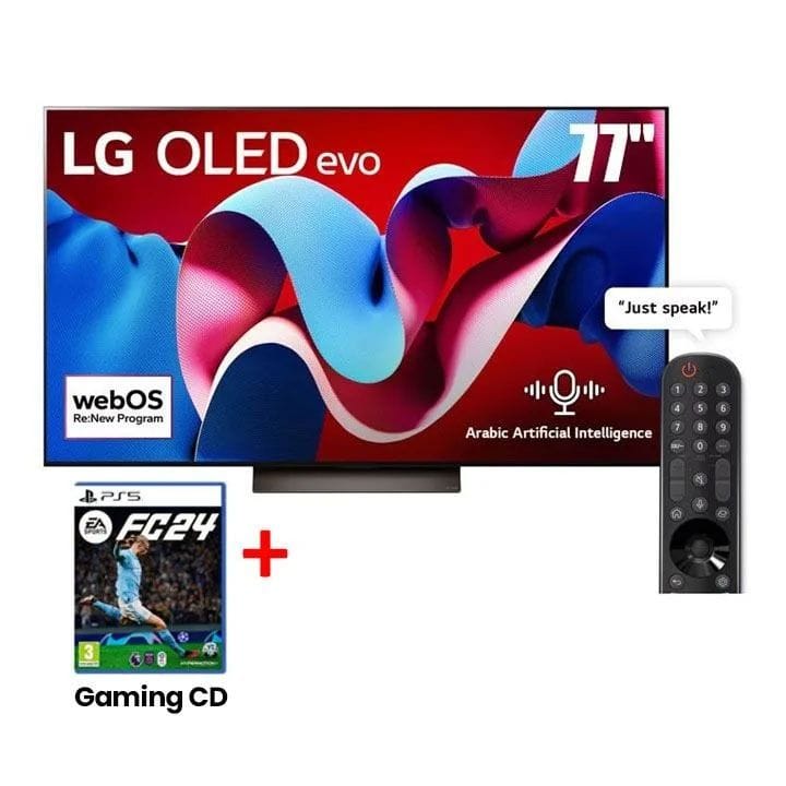 LG OLED AI C4 4K Smart TV 77 Inch, α8 Gen7 AI Processor 4K, 40W Audio Output, 120Hz Native Refresh Rate, Dolby Vision, webOS 24 - Black - OLED77C46LA