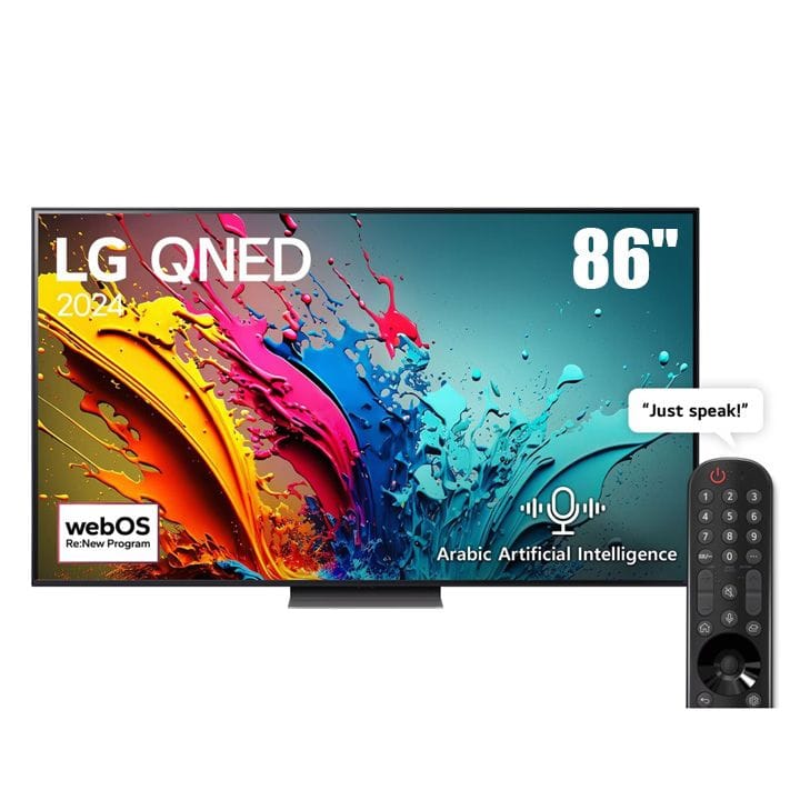 LG QNED86 4K Smart TV 86 Inch, α8 AI Processor 4K, AI Magic Remote, HDR10, webOS 24 - Black - 86QNED86T6A