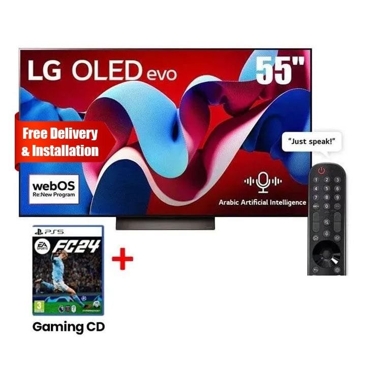LG 55Inch OLED evo C4 4K Smart TV AI Magic Remote Dolby Vision For Stunning Picture Quality And Smart Features - Black