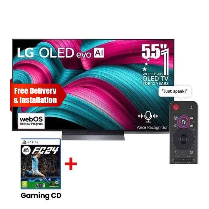 LG OLED evo C5 4K Smart TV 55 Inch, α9 AI Processor 4K Gen8, VRR 144Hz Refresh Rate, Dolby Vision And Atmos - Black - OLED55C56LA
