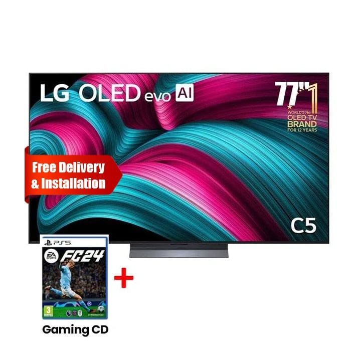 LG OLED C5 4K Smart TV 77 Inch, α9 AI Processor 4K Gen8, VRR 144Hz Refresh Rate, Dolby Vision And Atmos - Black - OLED77C56LA