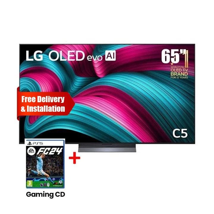 LG 65 Inch OLED evo C5 4K Smart TV, α9 AI Processor 4K Gen8, VRR 144Hz Refresh Rate, Dolby Vision And Atmos - Black - OLED65C56LA.AMRG