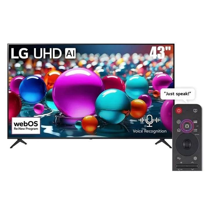 LG UHD AI UA85 4K Smart TV 43 Inch, AI Magic Remote, HDR10, webOS 25, Breathtaking Colour, ThinQ - Black - 43UA85006LA