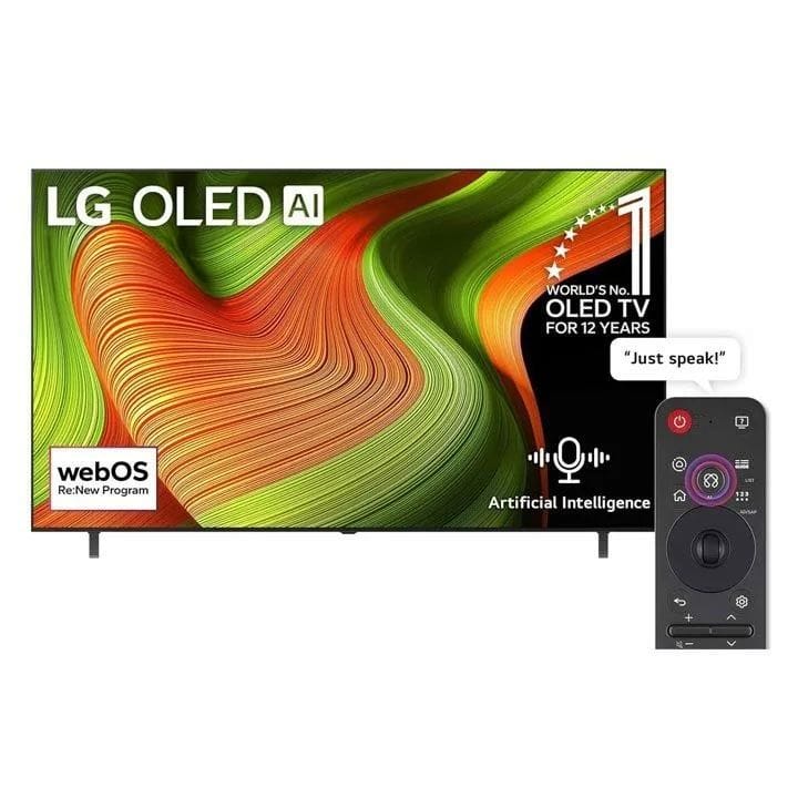 LG OLED AI 4K Smart TV 65 Inch, α8 AI Processor Gen2, 120Hz Native Refresh Rate, Dolby Vision and Atmos, AI Magic Remote, webOS 25 - Black - OLED65B56LA