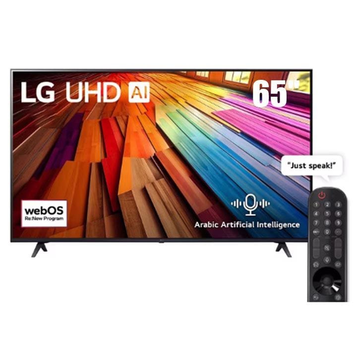 LG UHD AI 4K Smart TV 65 Inch, α5 AI Processor 4K Gen7, AI Magic Remote, HDR10, webOS 24 - Black - 65UT80006LB