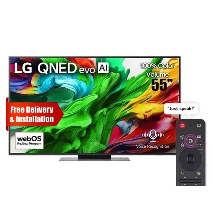LG QNED evo AI 4K Smart TV 55 Inch, α8 AI Processor 4K Gen2, MiniLED, Dolby Vision, AI Magic Remote, webOS 25 - Black - 55QNED86A6A
