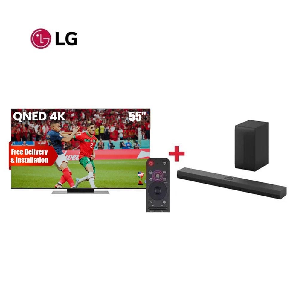 LG 55" QNED 4K Smart TV + LG S70TY 3.1ch 400W Soundbar - LG Cinema Experience Bundle (101003000000587+ 101004000000213)