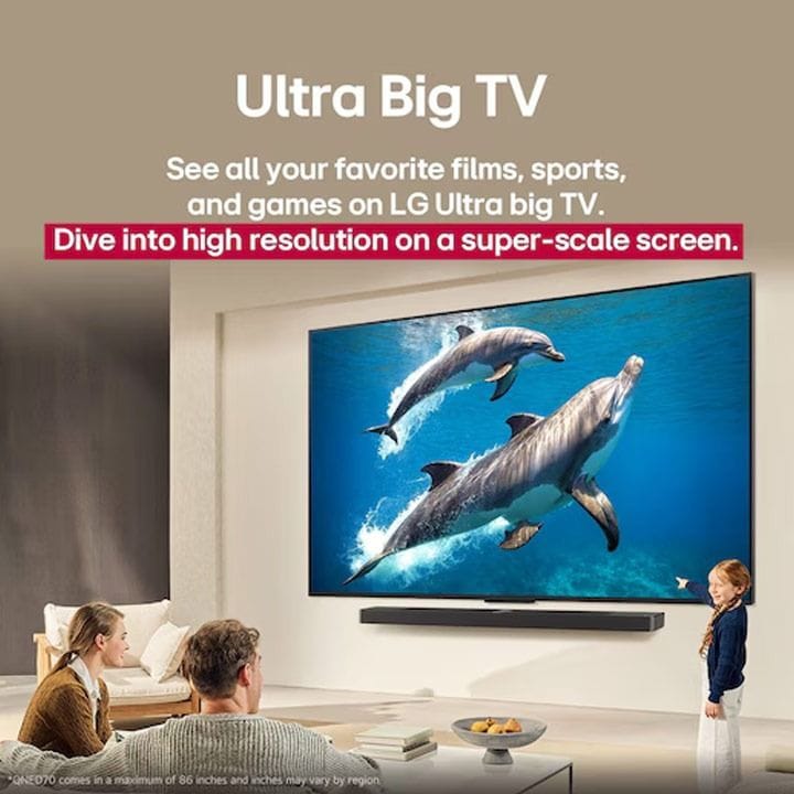 LG 75 Inch QNED AI 4K Smart TV, α7 AI Processor 4K Gen8, AI Magic Remote, HDR10, webOS 25 - Black - 75QNED70A6A (Open Piece/Display Unit)