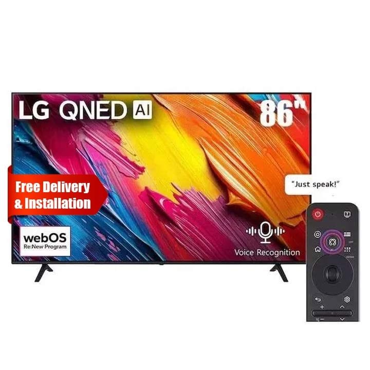 LG 86 Inch QNED AI 4K Smart TV, α7 AI Processor 4K Gen8, AI Magic Remote, HDR10, webOS 25 - Black - 86QNED70A6A