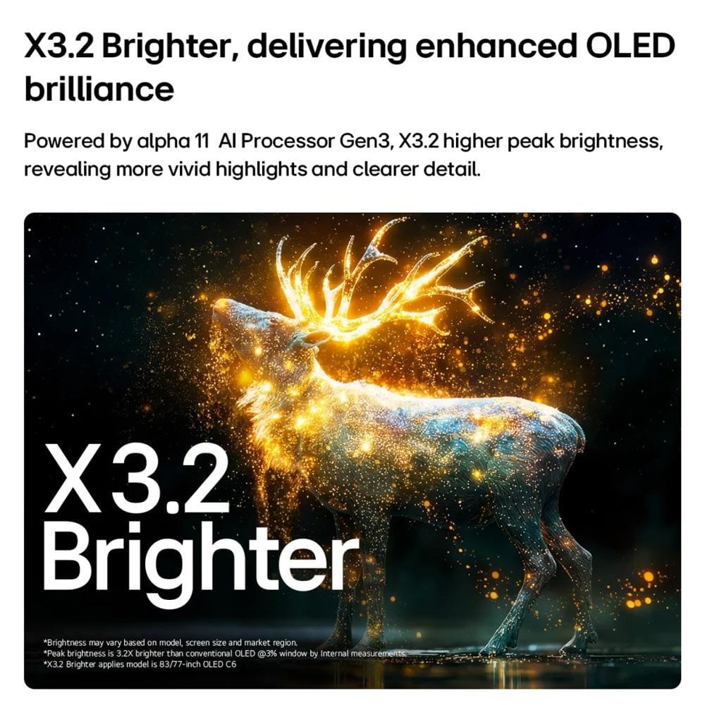 LG 77-Inch OLED evo AI 4K C6 Smart TV, α11 AI Processor 4K Gen3, Dolby Vision & Atmos, 165Hz VRR, webOS 26 | OLED77C66LA.AMRG
