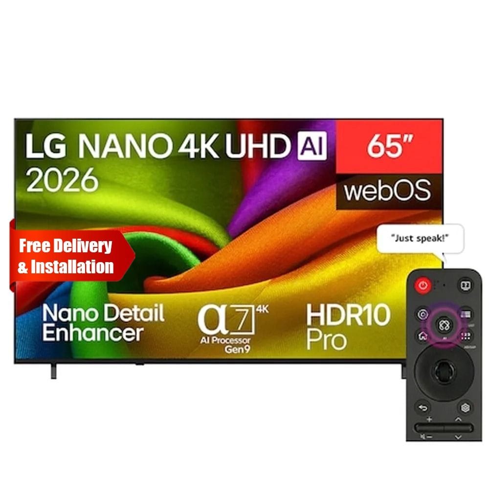 LG 65 Inch NANO 4K AI NU84 Smart TV - Nano Detail Enhancer, Alpha 7 AI Processor Gen9, HDR10 Pro, Linear Flow Design | 65NU840B6LA.AMRG