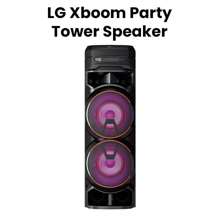 LG XBOOM Party Tower Speaker With Dual Bass Blast, Multi Color Lighting, Karaoke Feature, 2.0 Channels - Black - RNC9