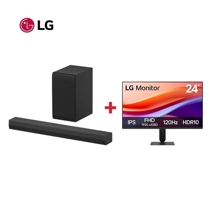 LG S40T 2.1ch 300W Soundbar + LG 24" FHD IPS 120Hz Monitor - LG Entertainment Hub Bundle (101004000000211 + 101005000000430)