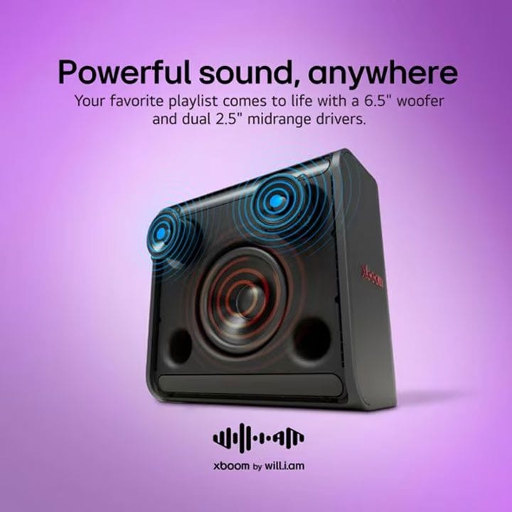 LG XBOOM Stage 301 Bluetooth Speaker Signature Sound By Will.I.Am, Compact And Lightweight, 12 Hours Playback - Black - STAGE301