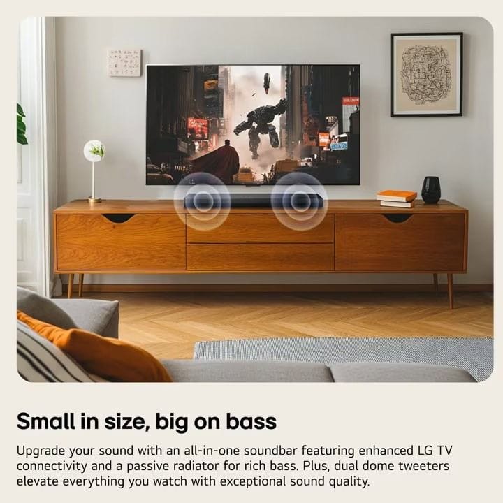 LG Dolby Audio 2.0 Channel Soundbar, AI Optimizes Sound, WOW Interface, Control LG ThinQ App - Black - S20A