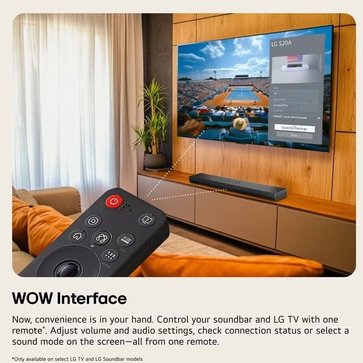 LG Dolby Audio 2.0 Channel Soundbar, AI Optimizes Sound, WOW Interface, Control LG ThinQ App - Black - S20A