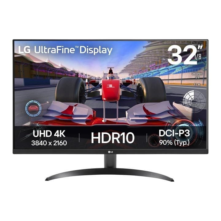 LG 32Inch 4K UHD Monitor, OnScreen Control, Ergonomic Stand, Super Resolution, Dynamic Action Sync, VA Panel Technology - Black - ‎32UR500K