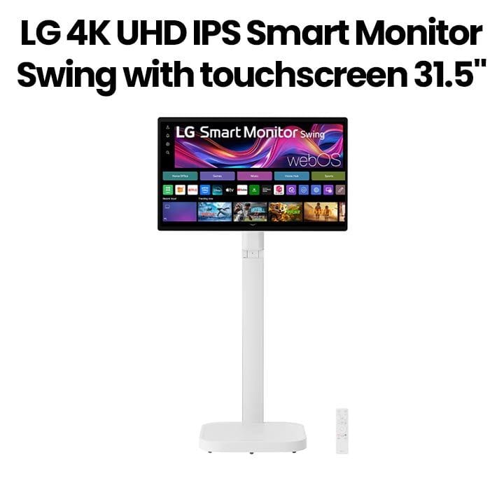 LG 31.5Inch 4K UHD IPS Smart Monitor Swing With Touchscreen, A Unique Movable Stand And WebOS System With A Hidden Adapter - White - 32U889SA-W.AUS (Open Piece/Display Unit)