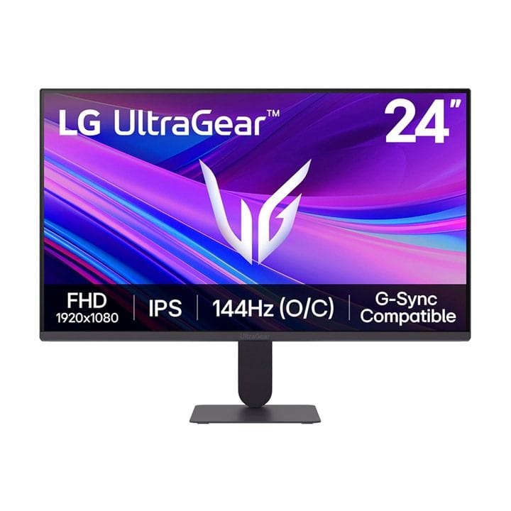 LG UltraGear™ Full HD IPS Gaming Monitor 24 Inch, 144Hz, 1ms MBR, NVIDIA G-SYNC Compatible, AMD FreeSync, sRGB 99% (Typ.), Anti-Glare - Black - 24G411A