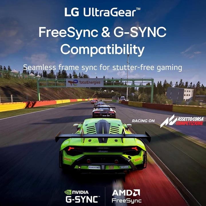 LG UltraGear™ Full HD IPS Gaming Monitor 24 Inch, 144Hz, 1ms MBR, NVIDIA G-SYNC Compatible, AMD FreeSync, sRGB 99% (Typ.), Anti-Glare - Black - 24G411A