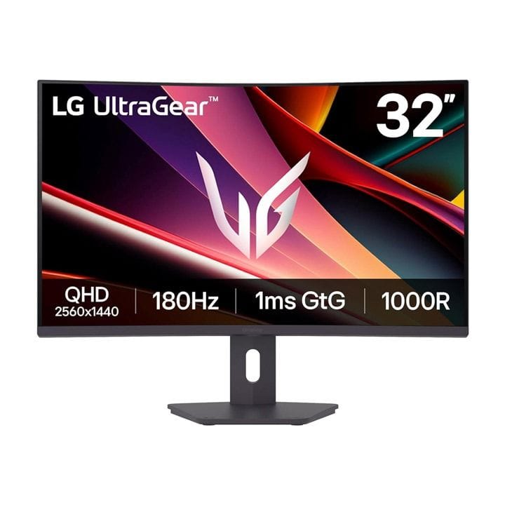 LG UltraGear™ QHD Curved Gaming Monitor 32 Inch, 180Hz Refresh Rate, 1ms GtG, AMD FreeSync™ For Smooth Performance, 99% sRGB, Swivel Adjustable Stand - Black - 32G600A