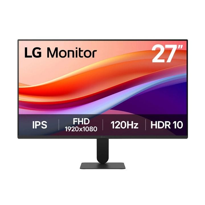 LG 27" FHD IPS Monitor – 1920×1080, 120Hz Refresh Rate, 1ms Motion Blur Reduction, HDR10, sRGB 99%, Borderless Design | Black - 27U411A-B