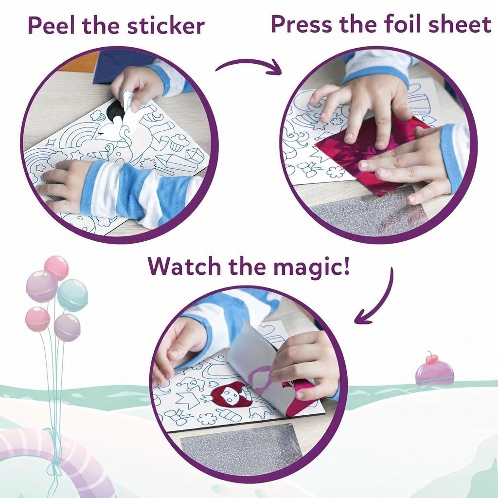 Skillmatics Foil Fun Unicorns & Princesses Art & Craft Kit, Mess-Free Creative Activity Set for Kids, Arts & Crafts