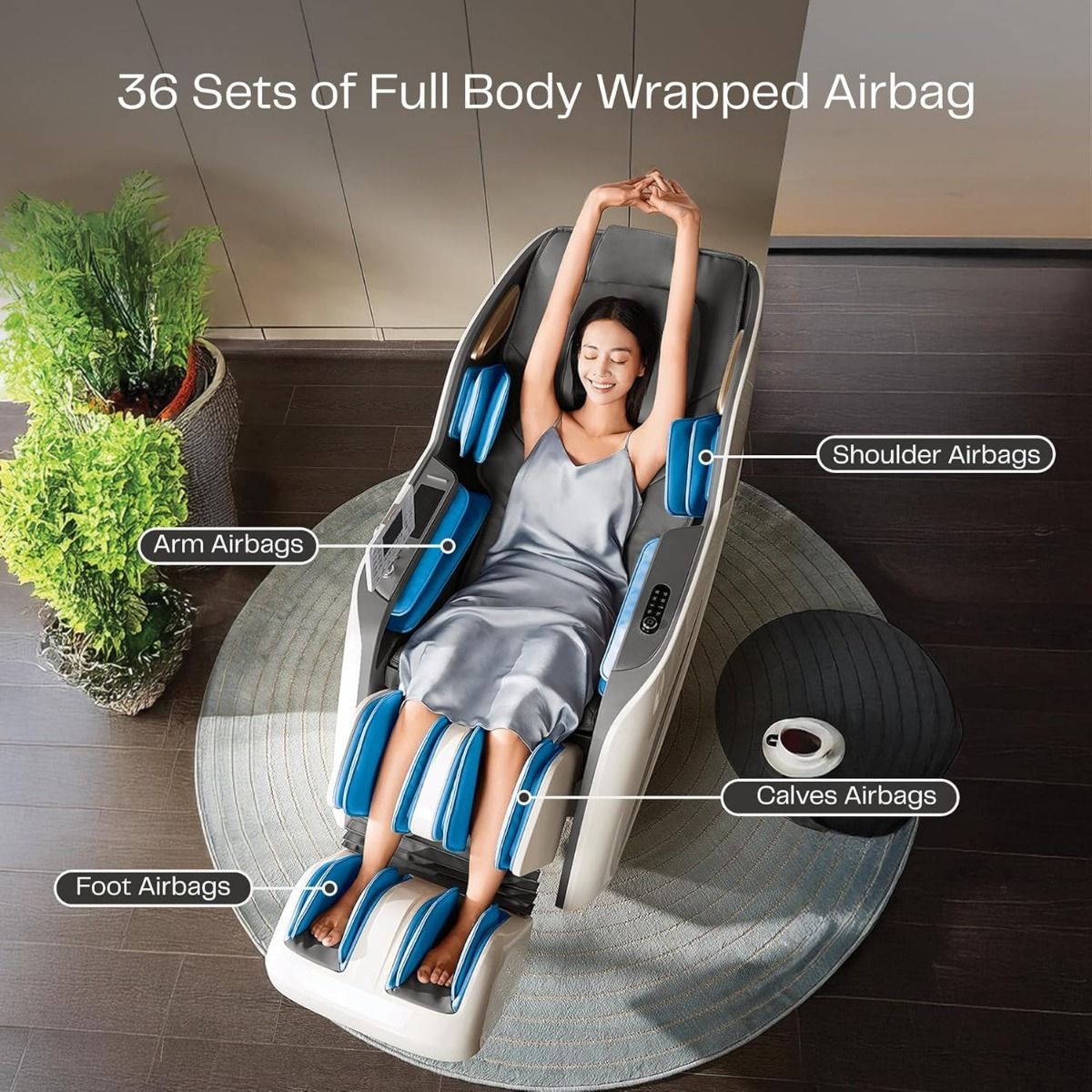 Rotai Royal Signature Massage Chair, AI Body Scan, 6 Massage Techniques, 22 Wellness Modes, Zero Gravity Recline, Heat Therapy, Voice & Touch Control | Grey - RT5950
