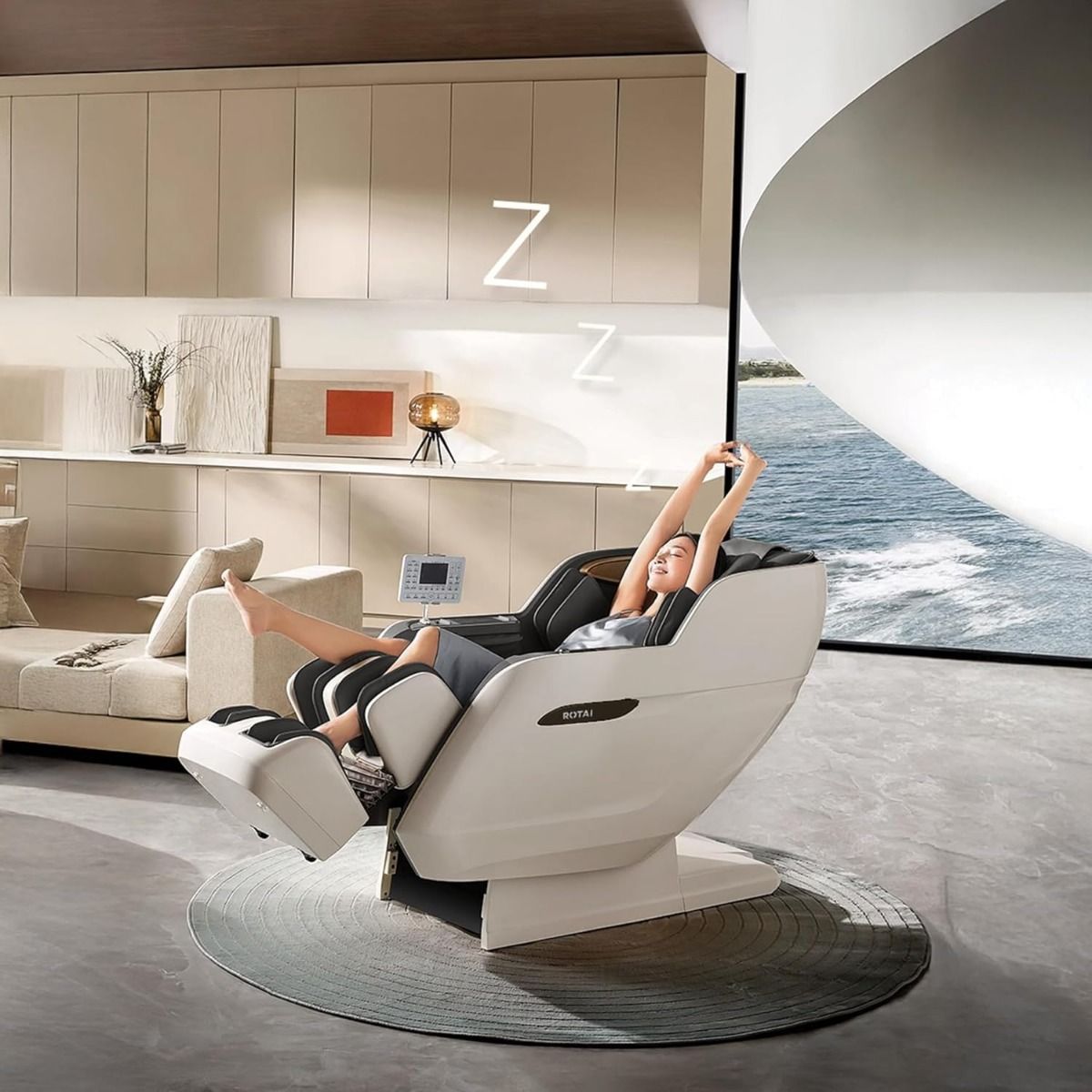 Rotai Royal Signature Massage Chair, AI Body Scan, 6 Massage Techniques, 22 Wellness Modes, Zero Gravity Recline, Heat Therapy, Voice & Touch Control | Grey - RT5950