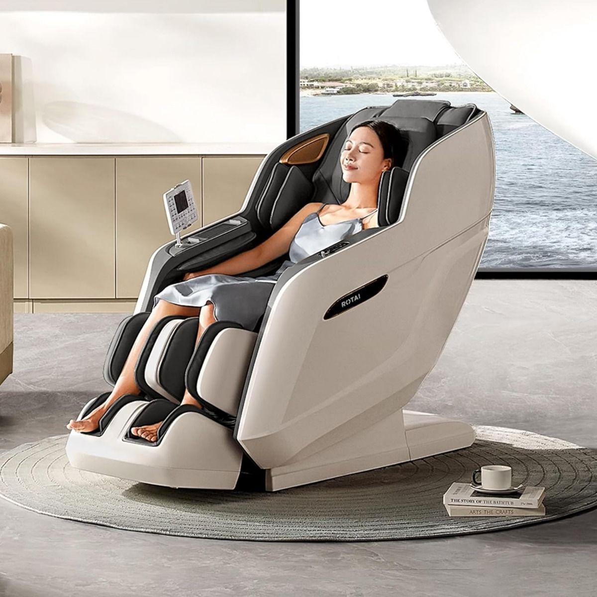 Rotai Royal Signature Massage Chair, AI Body Scan, 6 Massage Techniques, 22 Wellness Modes, Zero Gravity Recline, Heat Therapy, Voice & Touch Control | Grey - RT5950