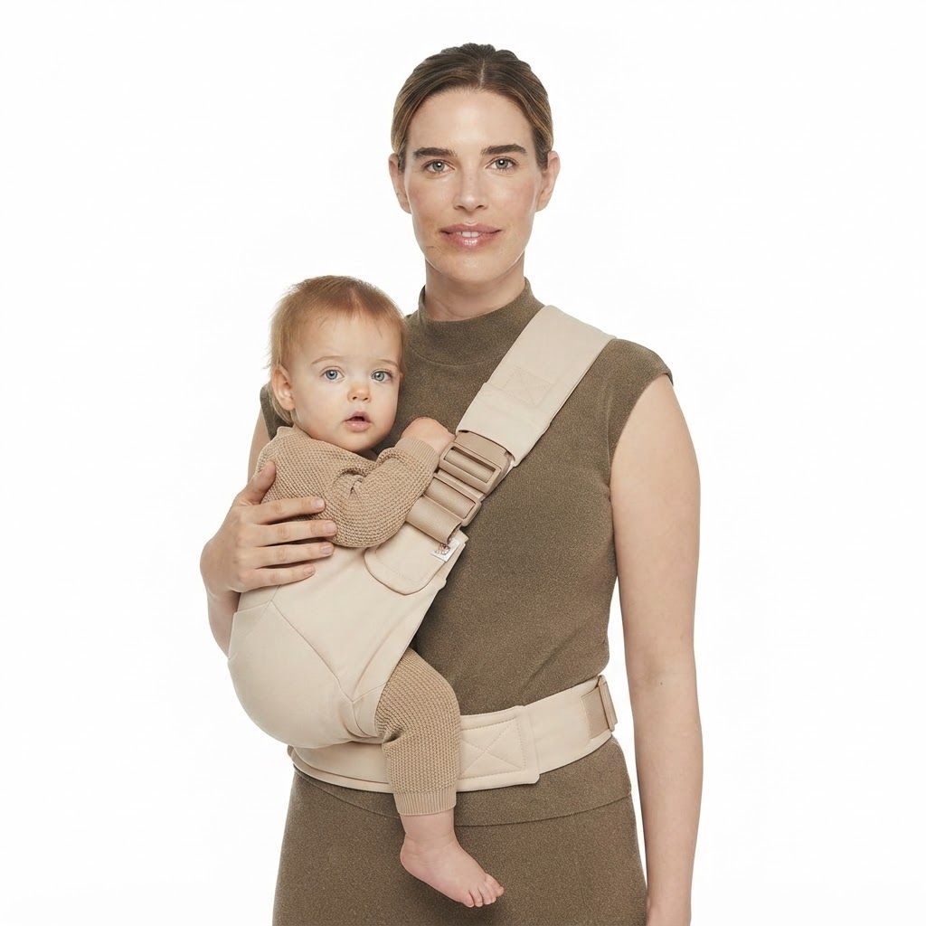 Ergobaby Upsie Sling Carrier, Ergonomic Wide Bucket Seat For Full Support, Cushioned Strap For Caregiver Comfort, Stylish And Reliable Design - Natural Beige