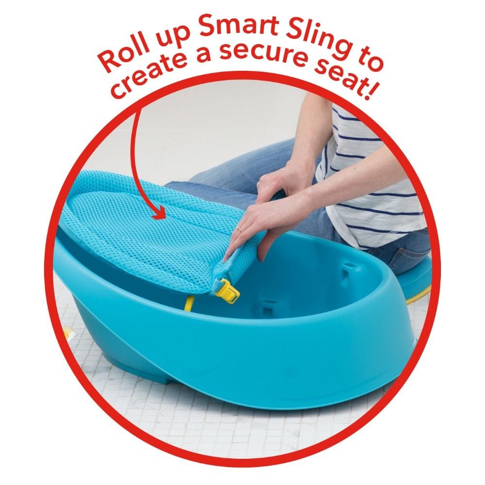 Skip Hop Moby Smart Sling 3 Stage Tub 0+ Monthss, Convenient And Space-Saving Design, Easy Transition For Sitters, Smart Sling For Adjustable Comfort - Blue