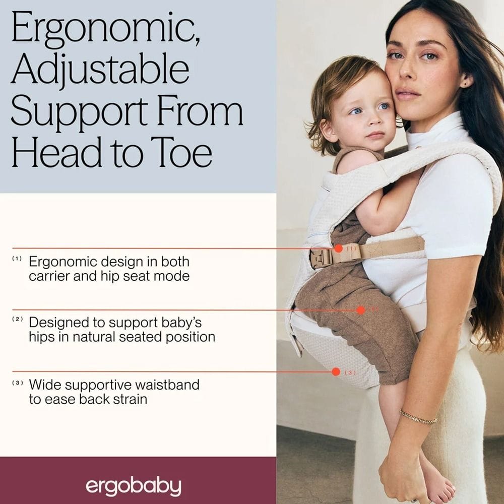 Ergobaby Baby Carrier Hip Seat 4-48 Months, Padded Adjustable Straps, Large Storage Pocket, Anti Slip Material - Pink Quartz